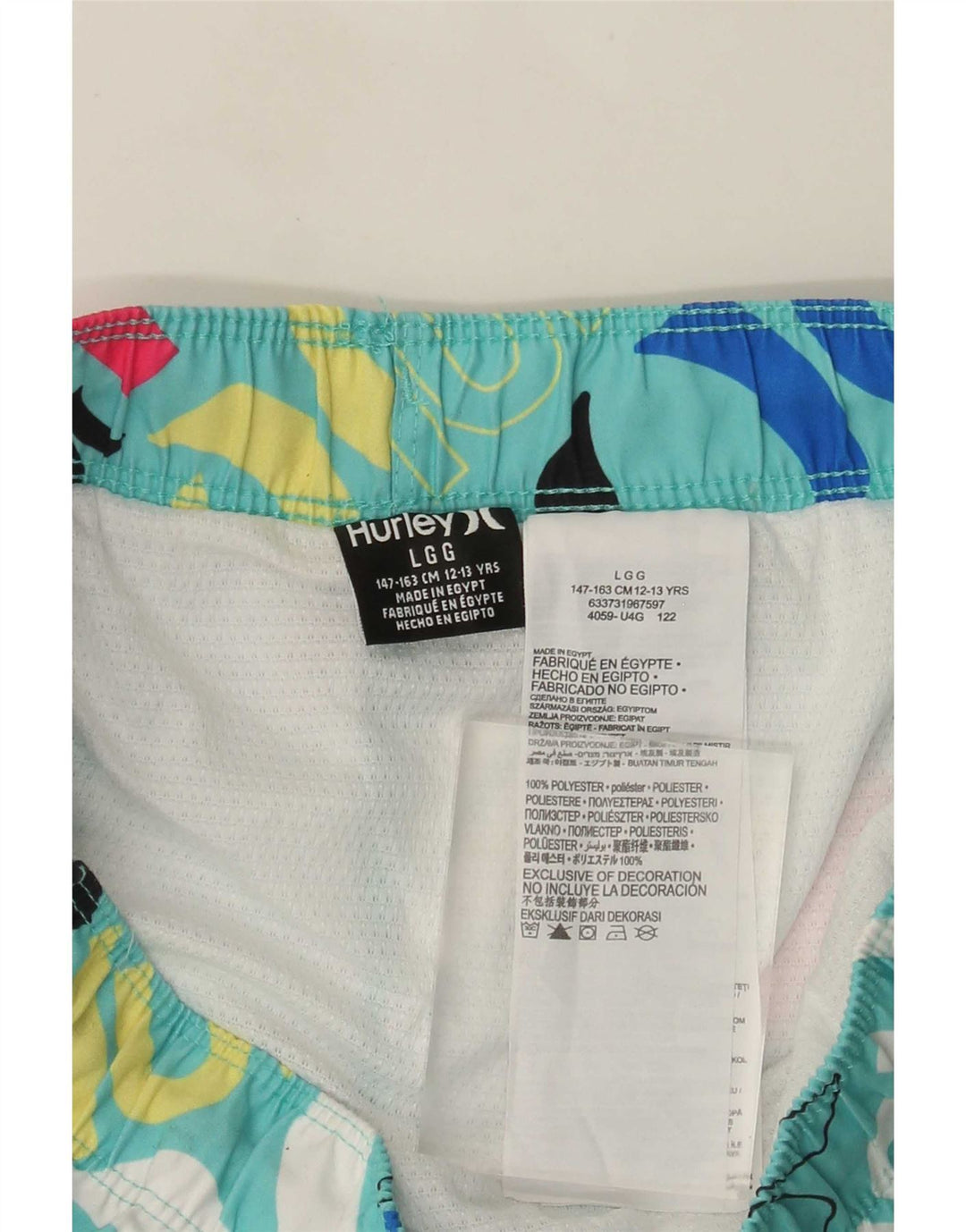 Shorts de natação Hurley Boys Graphic 12-13 anos grande poliéster turquesa