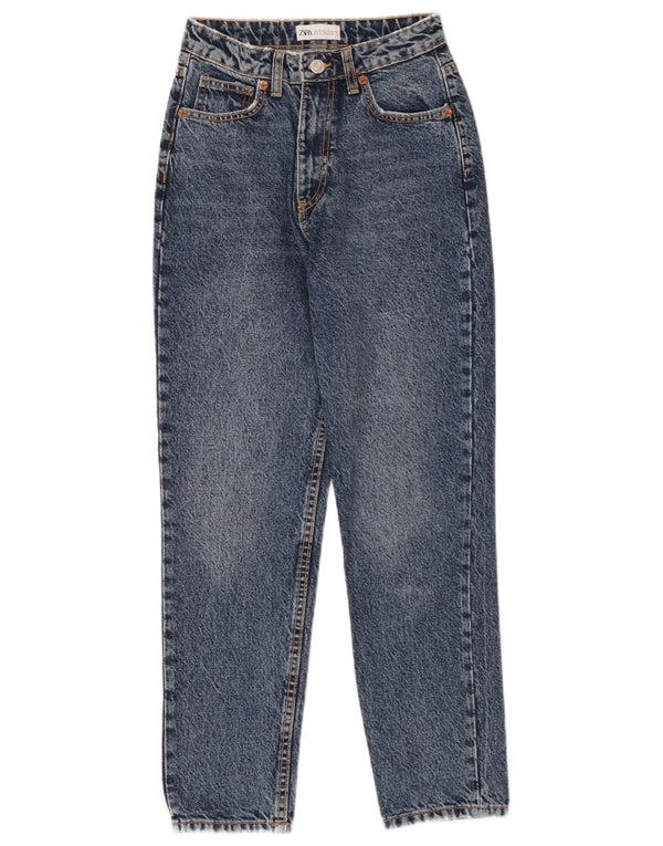 Zara Jeans Cônicos Femininos EU 34 2XS W24 L28 Azul Algodão