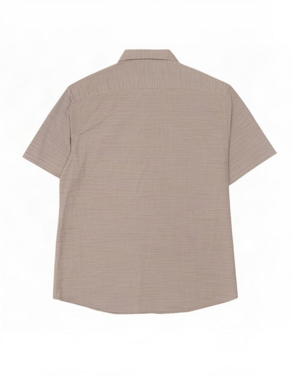 Camisa masculina Lee de manga curta com ajuste regular, algodão listrado cinza grande