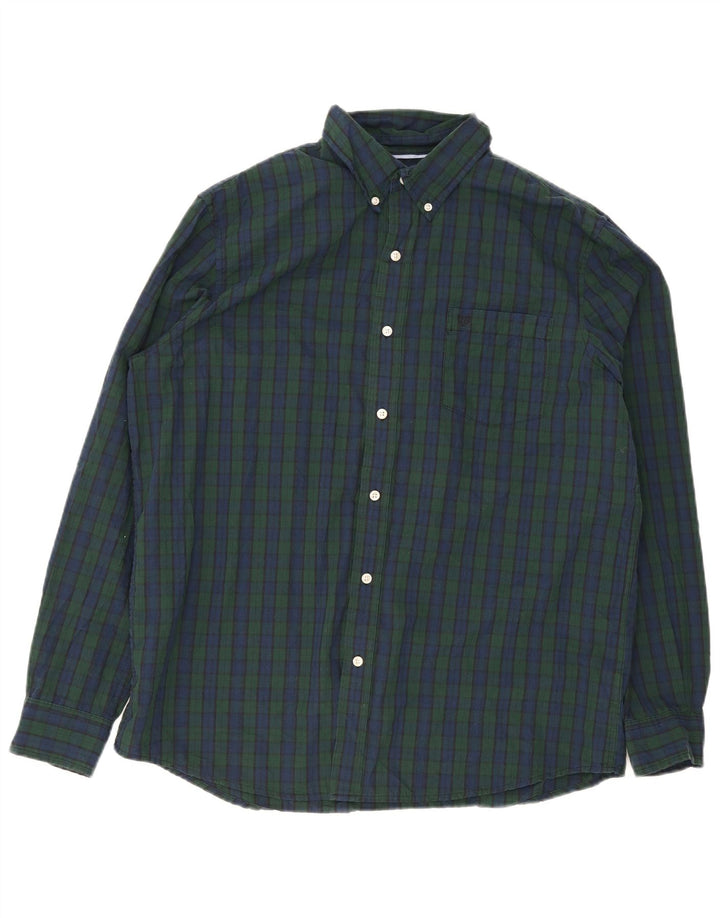 Camisa masculina Chaps XL azul marinho xadrez algodão