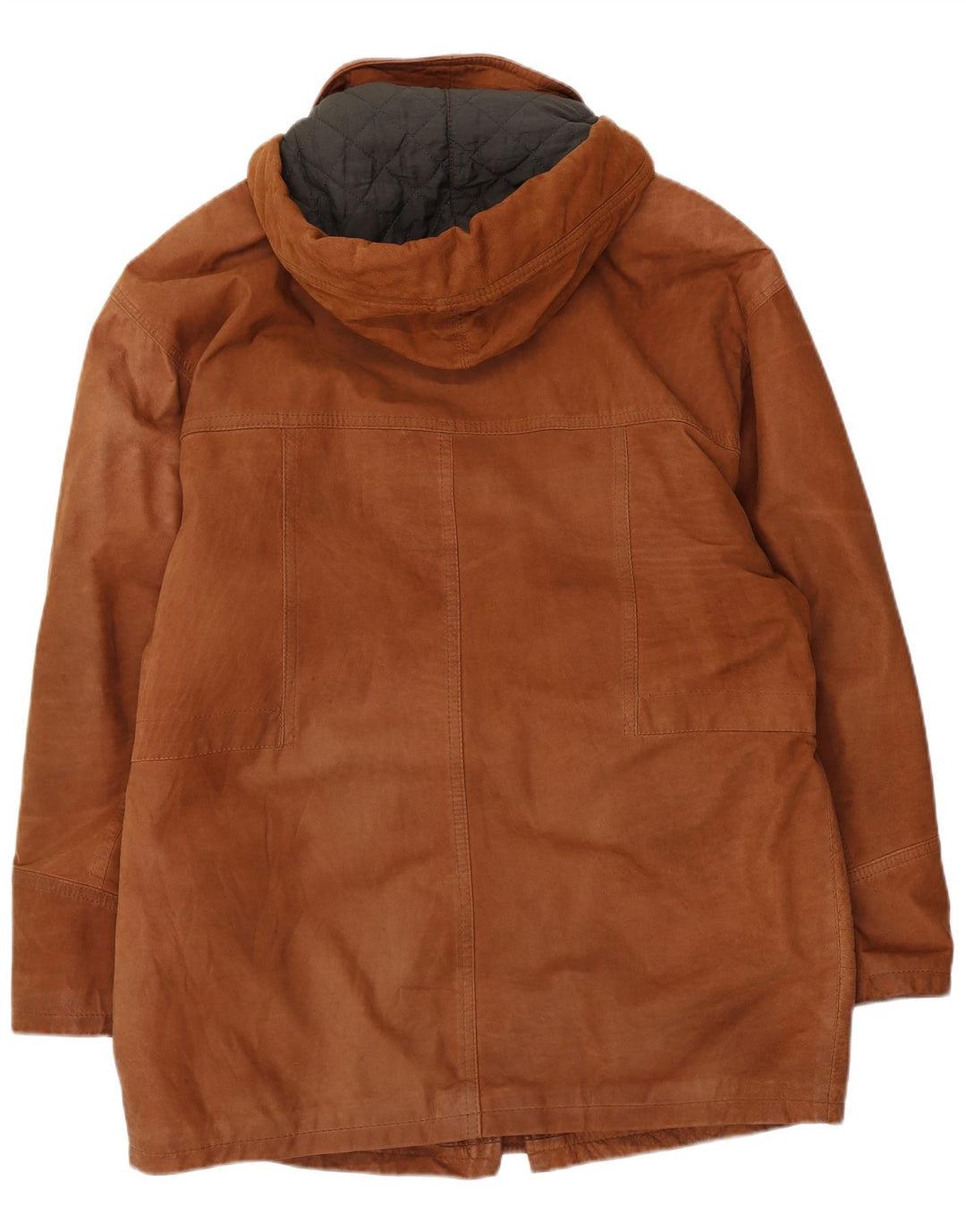 Casaco de couro masculino vintage com capuz IT 50 grande couro marrom