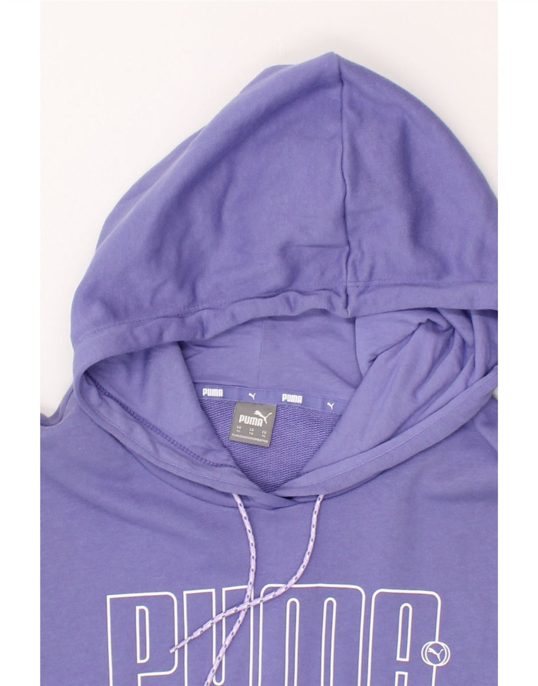 PUMA Womens Crop Graphic Hoodie Jumper UK 18 XL Purple Cotton Vintage Puma and Second-Hand Puma from Messina Hembry 
