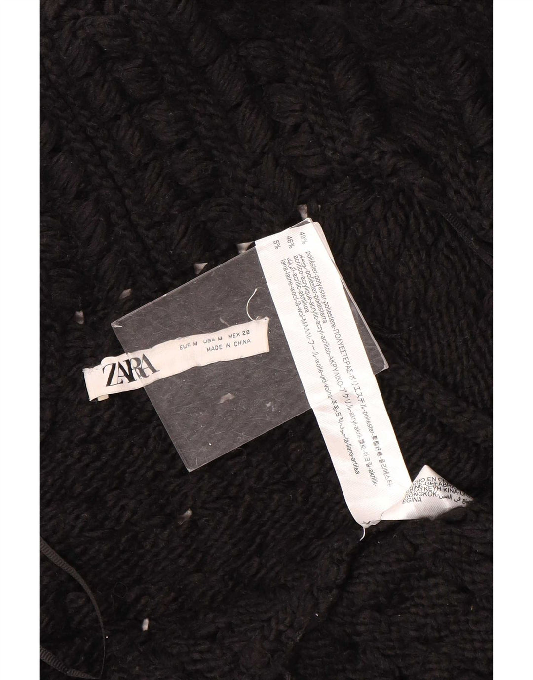 Zara Suéter feminino oversized longline aberto cardigan Reino Unido 14 médio preto