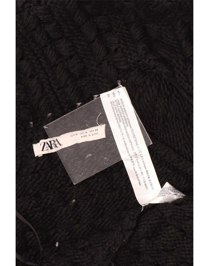 Zara Suéter feminino oversized longline aberto cardigan Reino Unido 14 médio preto