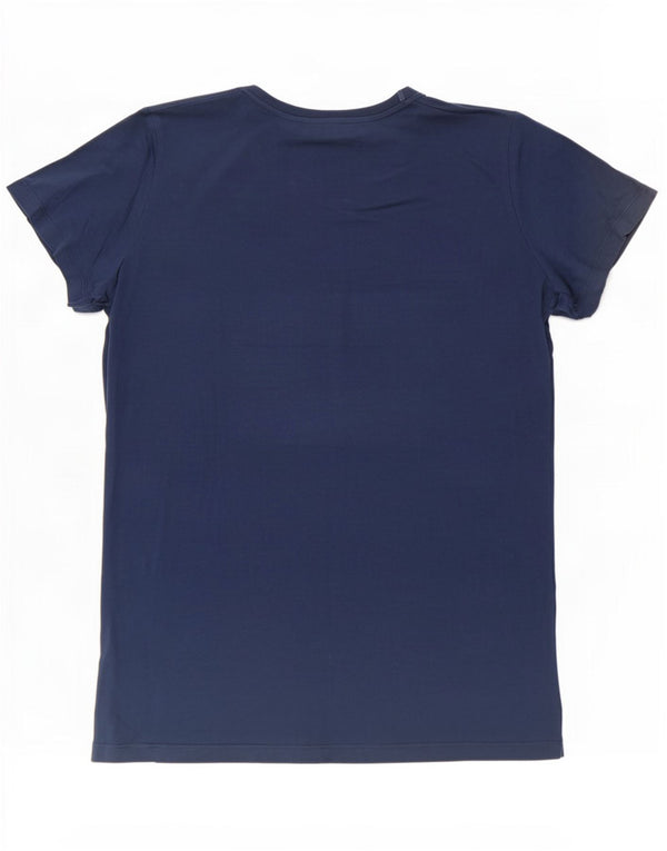 Camiseta feminina Trussardi Jeans com estampa gráfica UK 16 grande algodão azul marinho