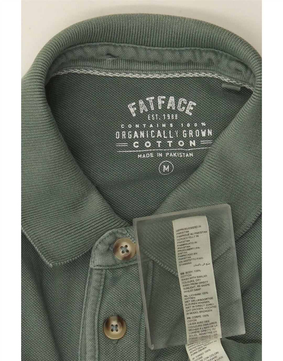 Camisa polo masculina Fat Face algodão verde médio