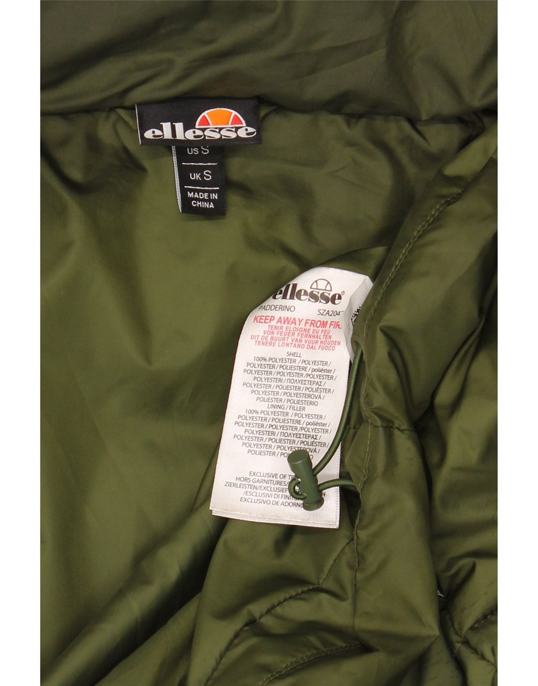Jaqueta masculina acolchoada com capuz ELLESSE UK 36 poliéster verde pequeno