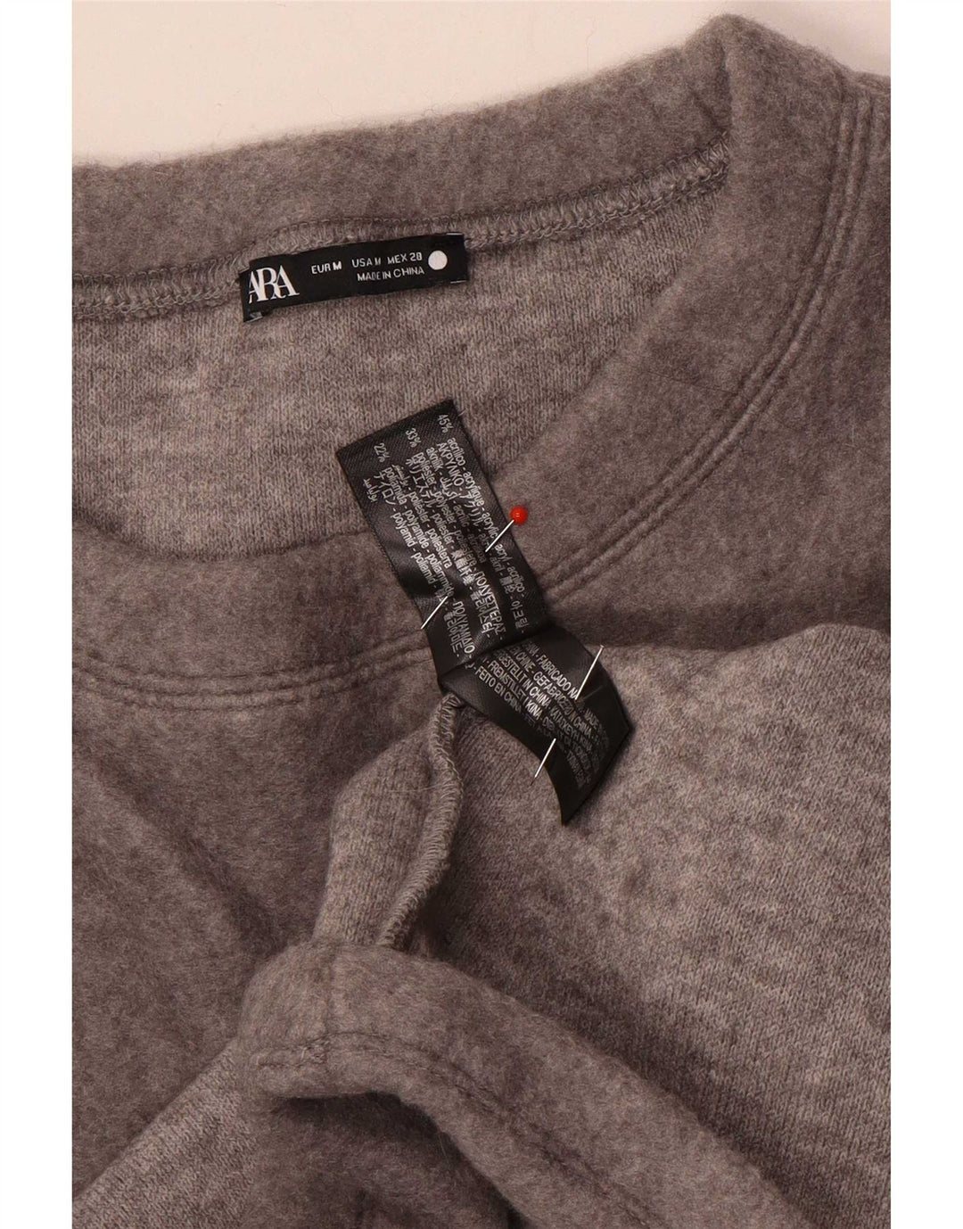 Camiseta feminina Zara UK 14 cinza médio acrílico