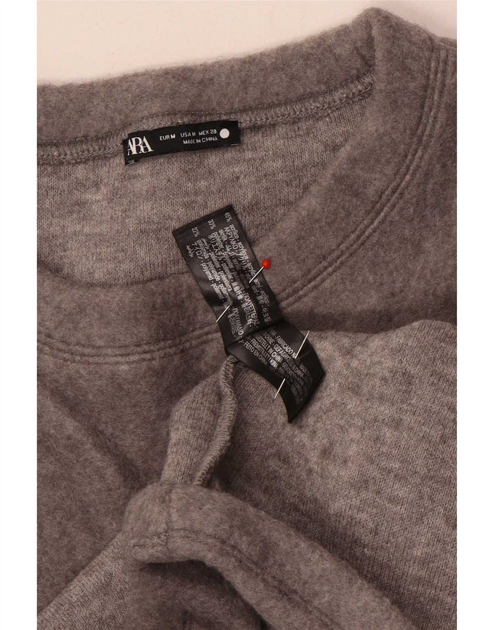Camiseta feminina Zara UK 14 cinza médio acrílico