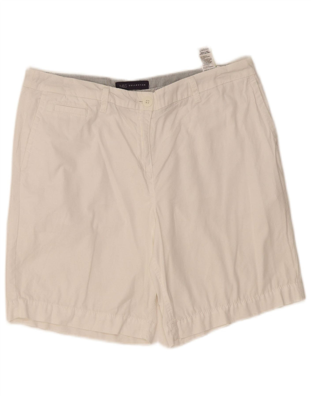 Shorts chino feminino Marks & Spencer Reino Unido 12 médio W34 algodão branco