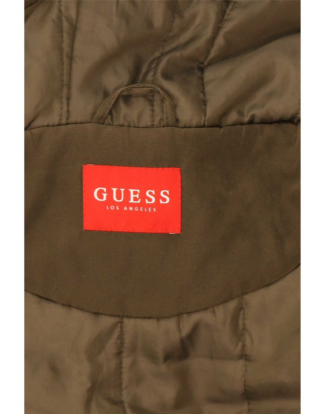 Jaqueta feminina Parka com capuz grande Guess Reino Unido 6 XS cáqui poliéster