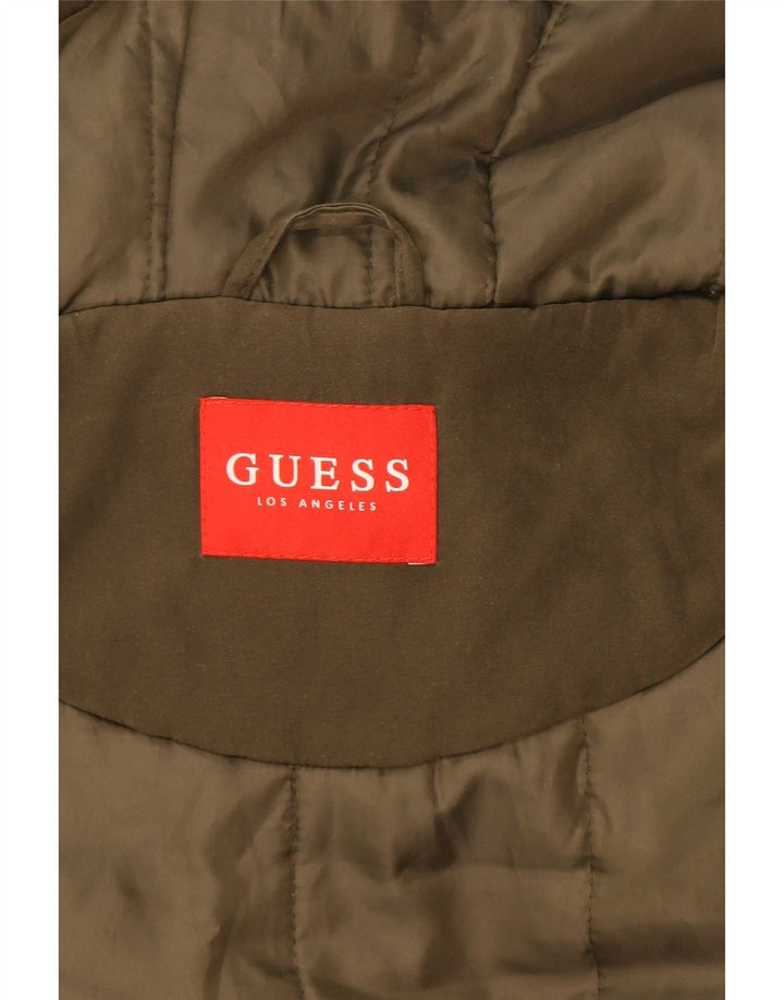 Jaqueta feminina Parka com capuz grande Guess Reino Unido 6 XS cáqui poliéster