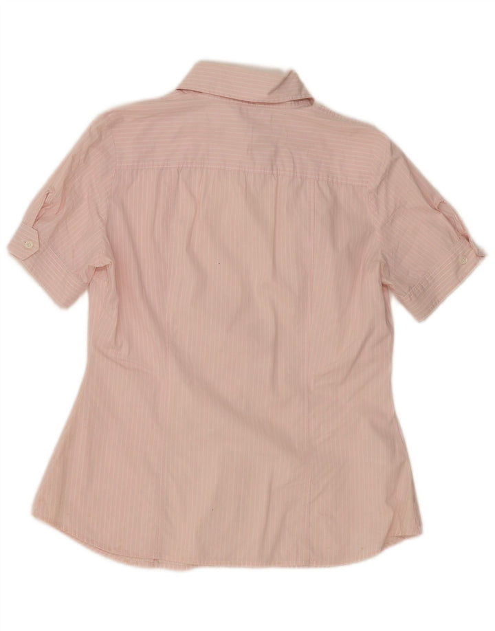 Camisa feminina de manga curta BENETTON UK 16 listra grande rosa