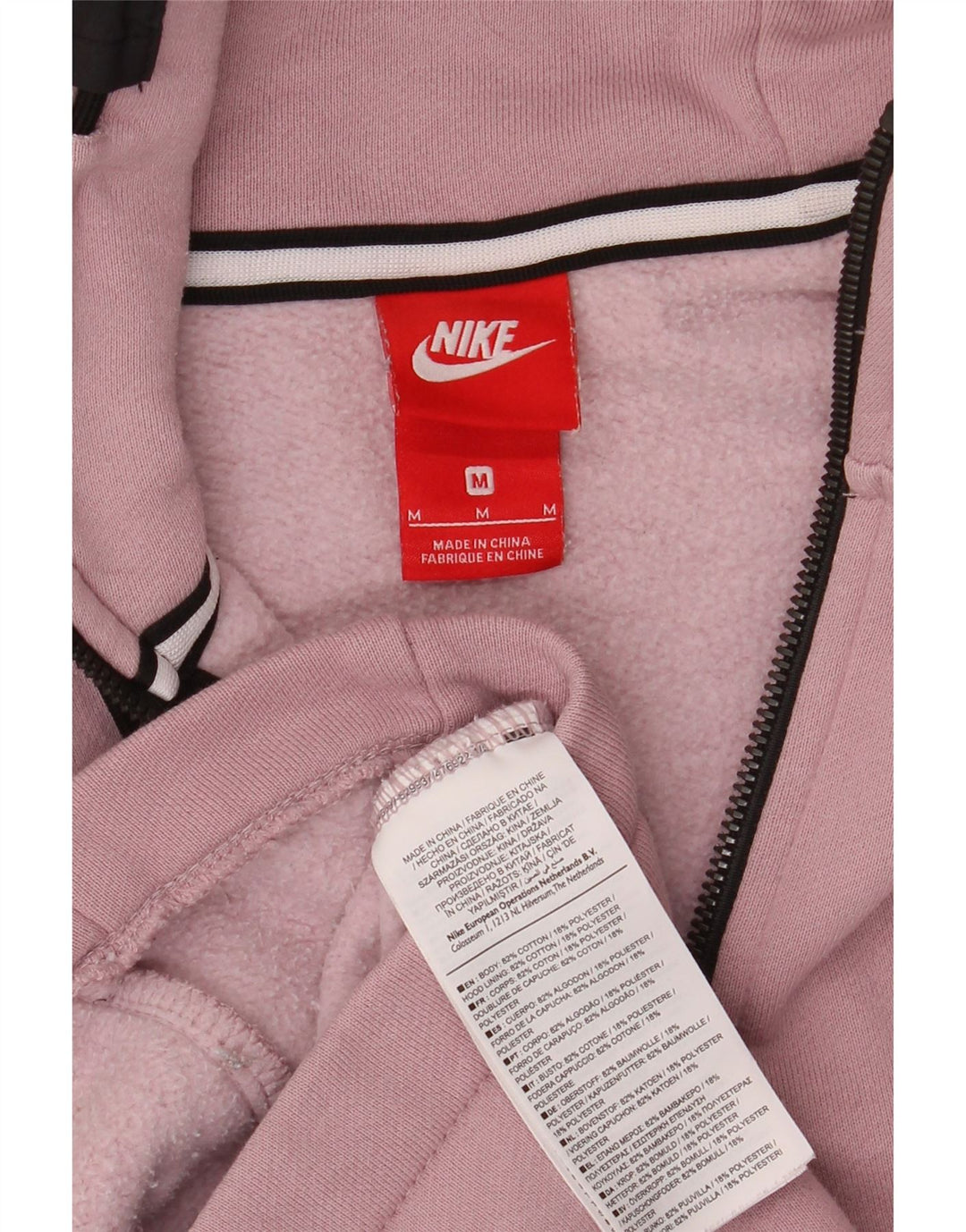 NIKE Womens Graphic Hoodie Jumper UK 12 Medium Pink Cotton Vintage Nike and Second-Hand Nike from Messina Hembry 