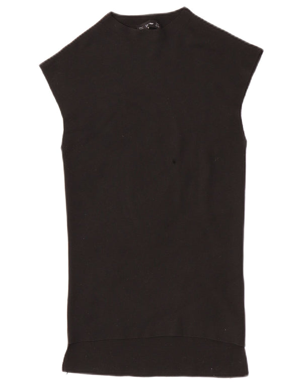 Zara Womens Vest Top UK 8 Pequeno Preto