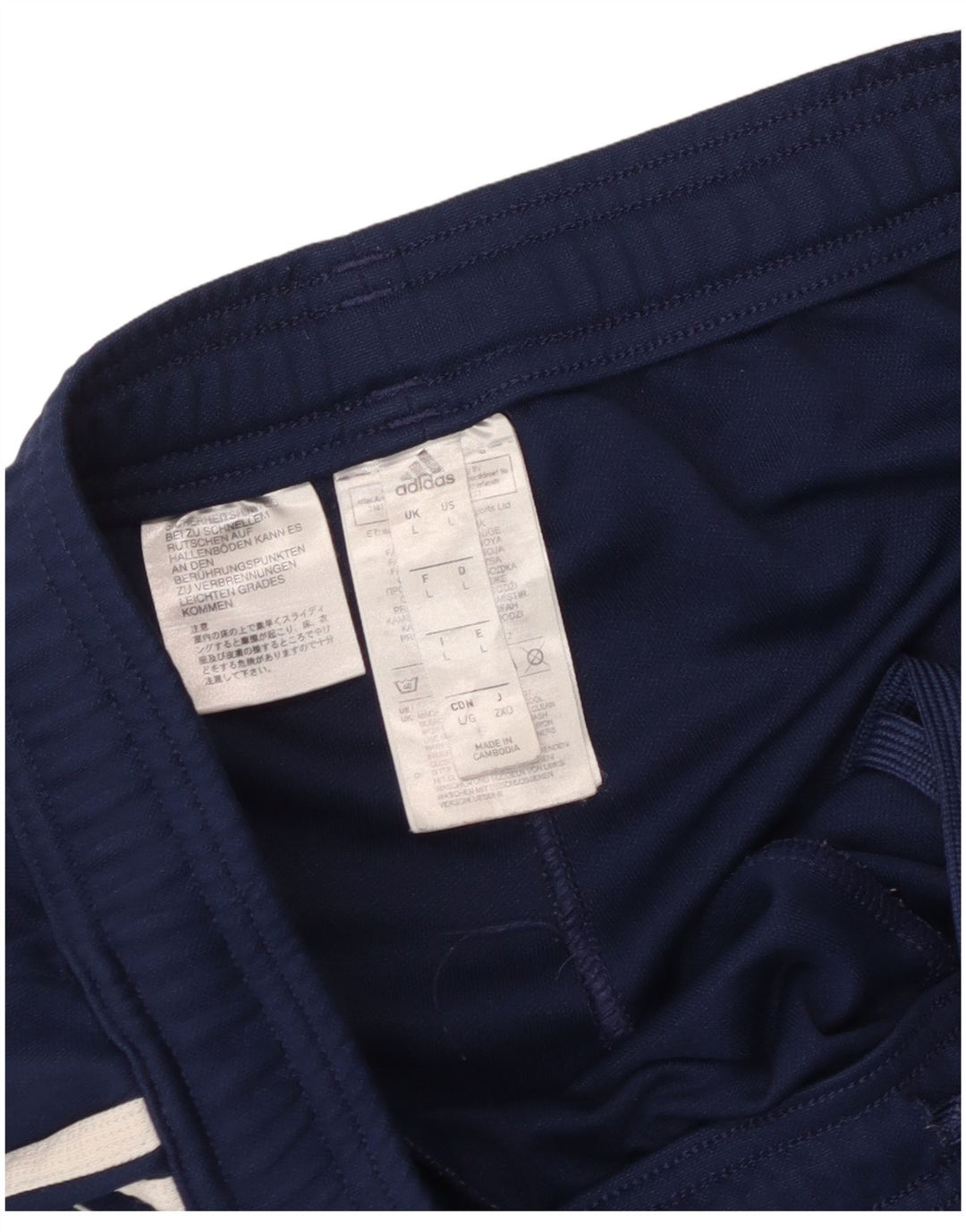 Calça de treino masculina Adidas grande poliéster azul marinho