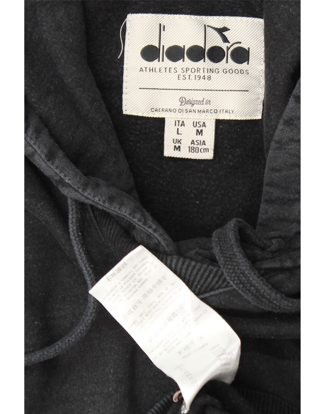 Diadora Mens Graphic Hoodie Jumper Médio Algodão Cinza