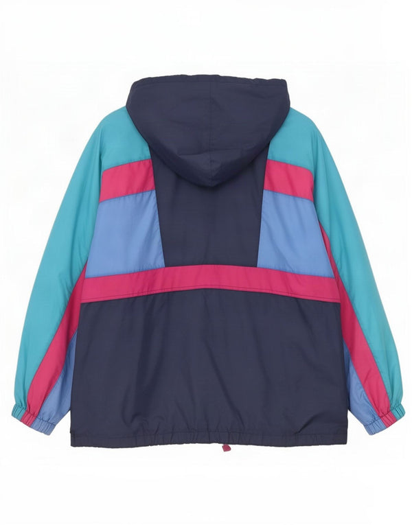 Jaqueta superior de agasalho com capuz masculino vintage 2XL Colourblock multicolorido