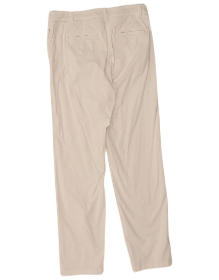 Calça chino reta feminina Marks & Spencer Reino Unido 12 médio W32 L30 branco