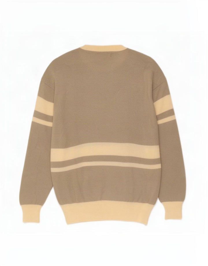 Suéter masculino Les Copains com gola redonda IT 52 grande cinza colorblock lã