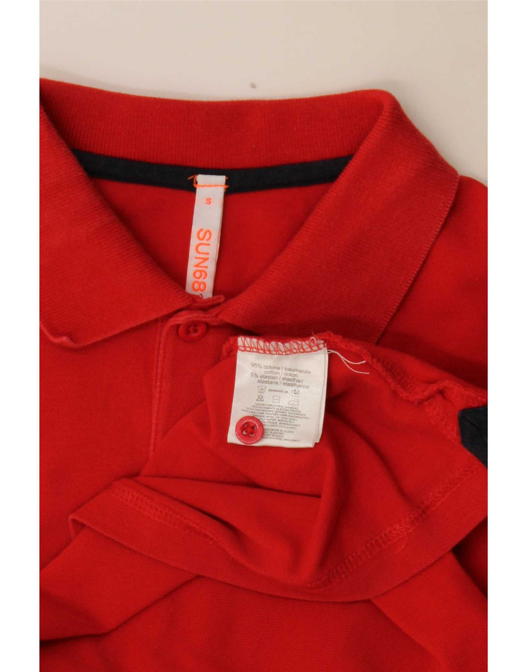 Camisa polo masculina Sun68 pequena de algodão vermelho
