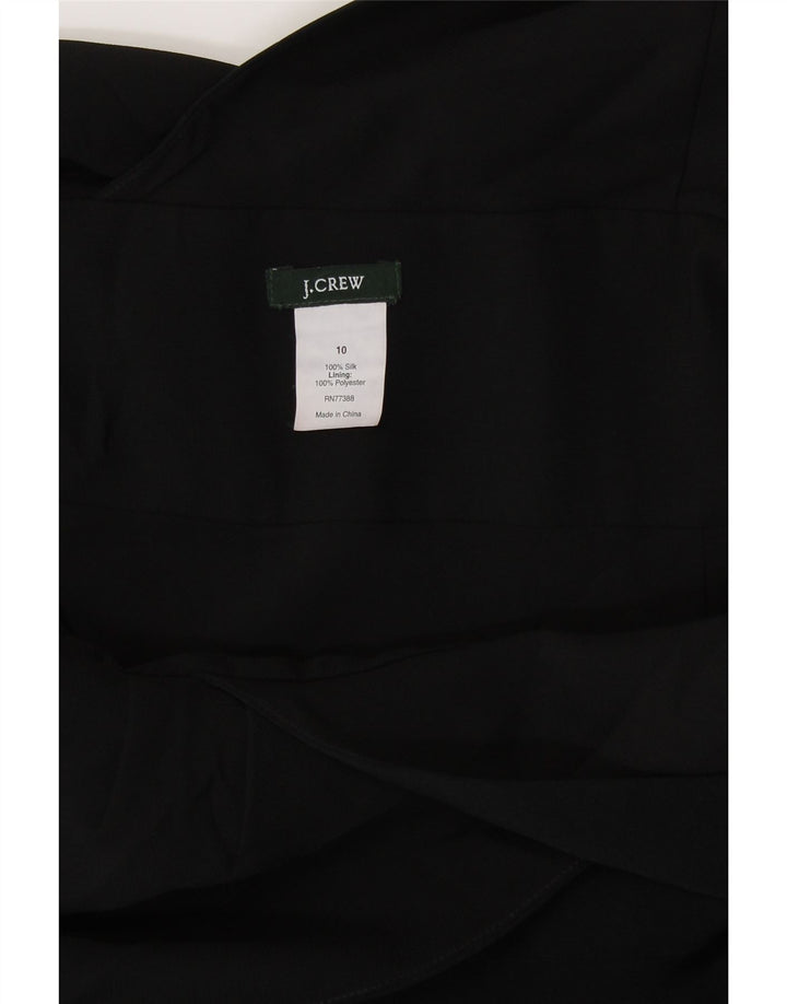 J. Crew Vestido feminino sem mangas evasê US 10 grande seda preta