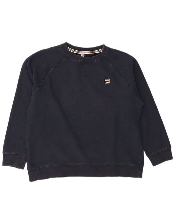 Fila moletom feminino jumper UK 16 grande algodão azul marinho