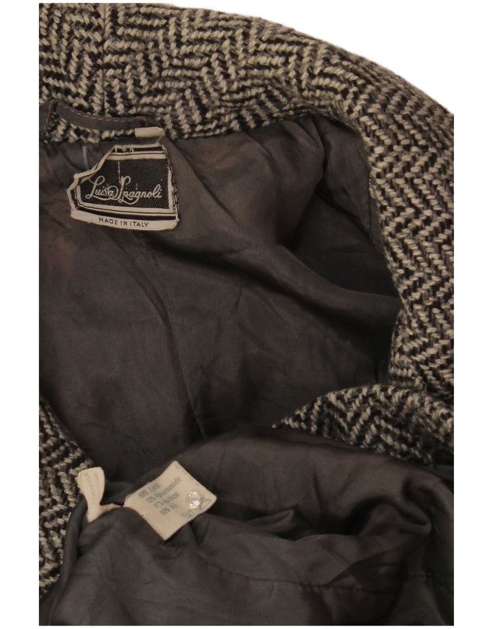 Luisa Spagnoli Blazer feminino UK 12 espinha de peixe cinza médio