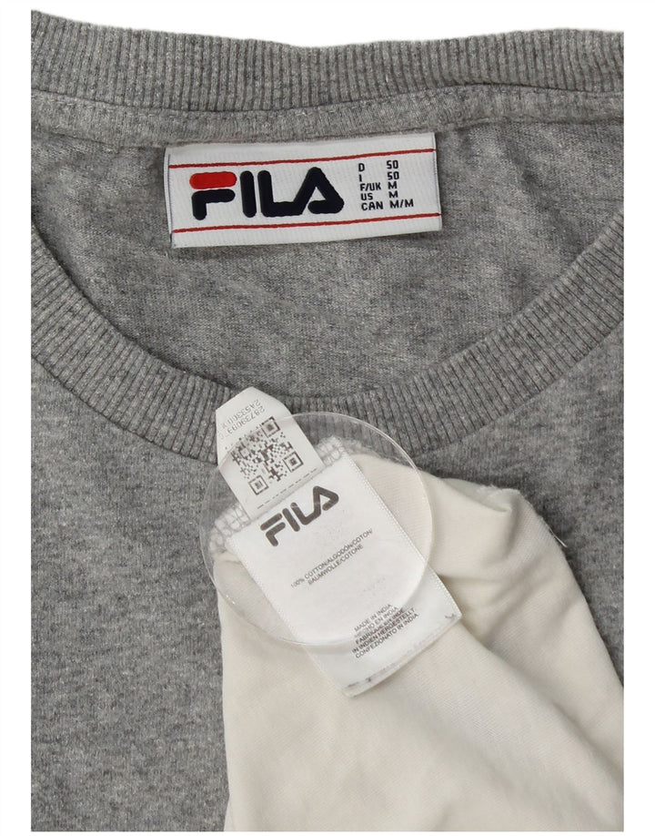 Camiseta masculina Fila Graphic Top cinza médio algodão colorblock