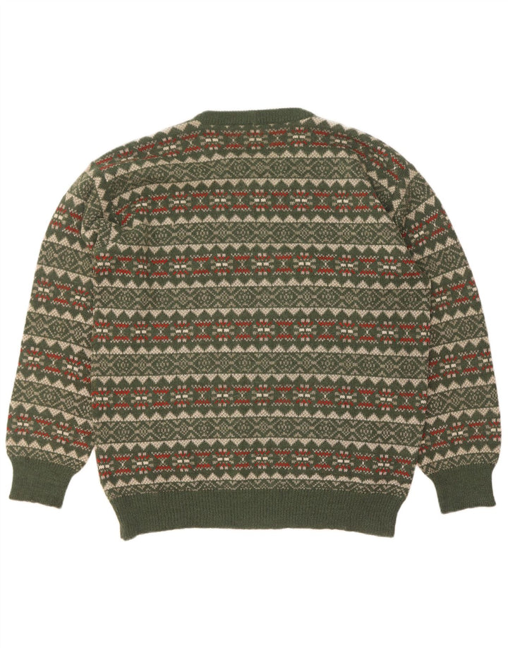Suéter masculino Silvy com gola redonda IT 52 grande verde Fair Isle