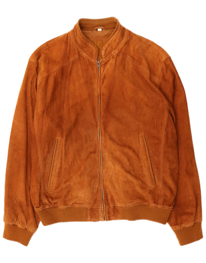 Jaqueta bomber masculina VINTAGE de camurça IT 54 2XL couro bege