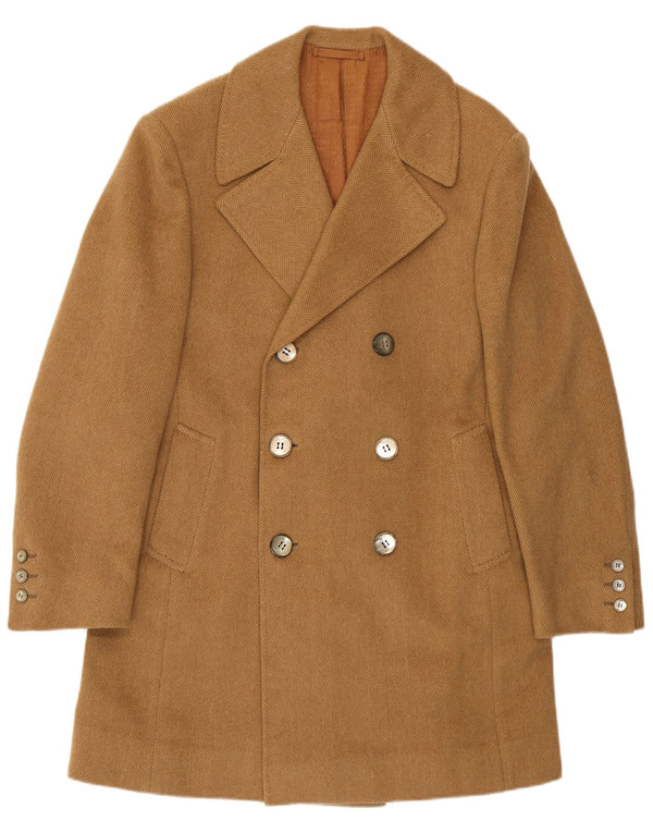 Casaco masculino vintage com peito duplo UK 34 XS espinha de peixe bege