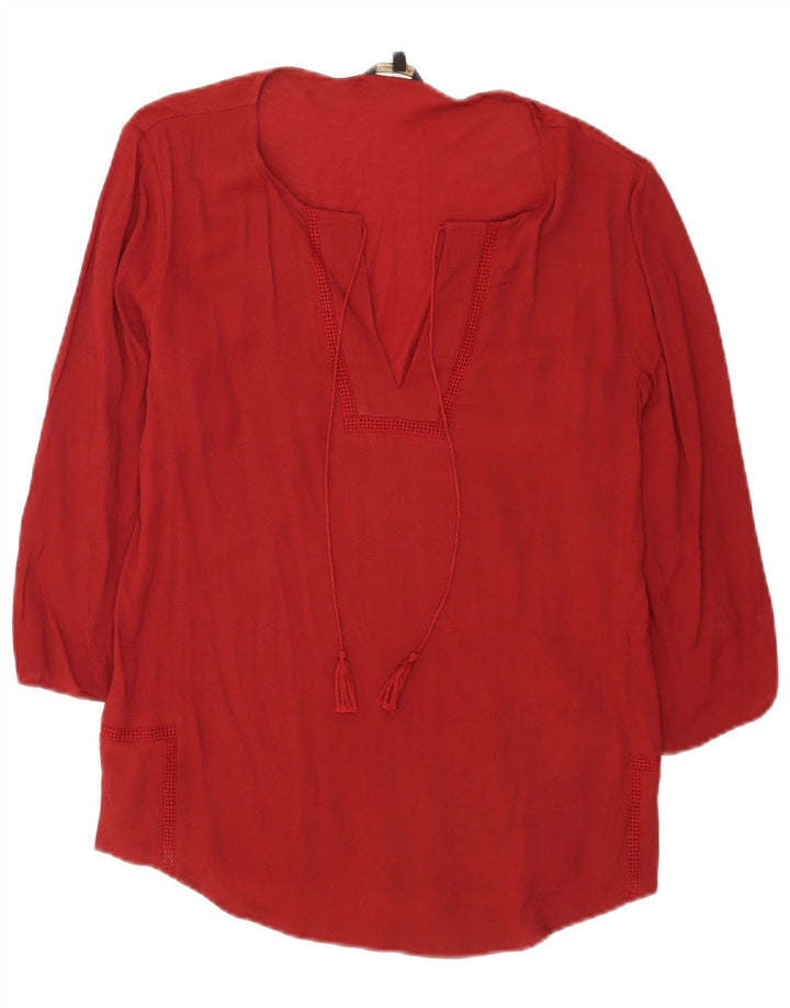 Túnica feminina Massimo Dutti manga 3/4 Reino Unido 14 viscose média Borgonha