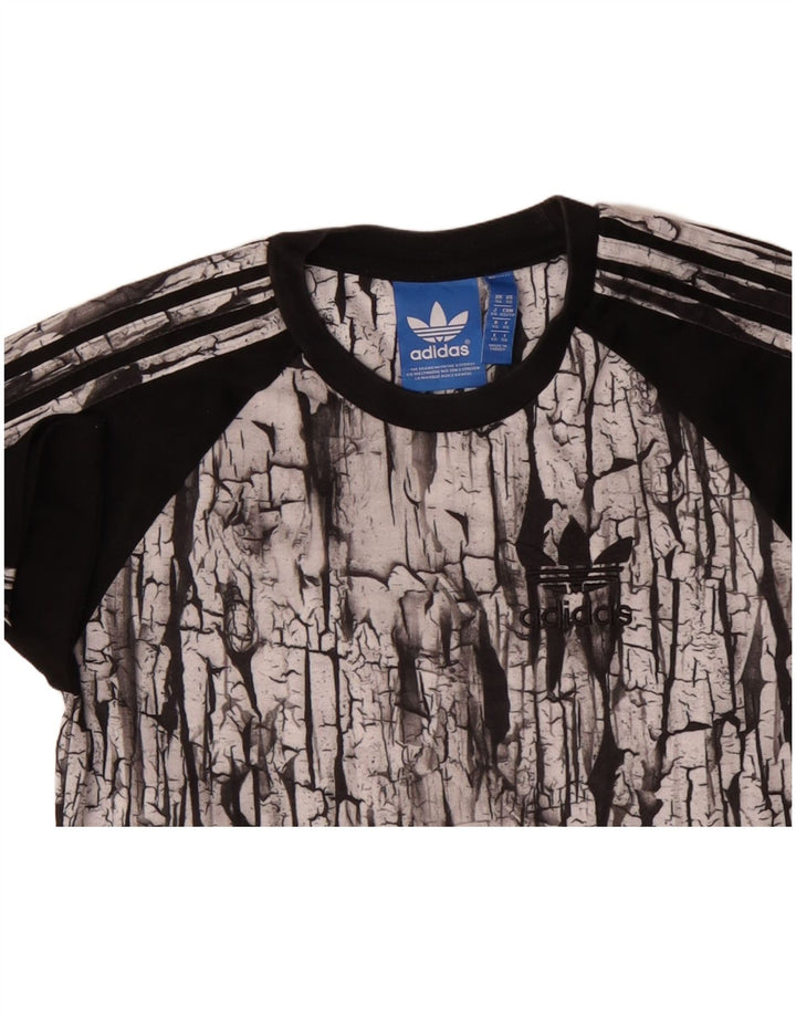 ADIDAS Mens Abstract Pattern Graphic T-Shirt Top XS Preto Poliéster