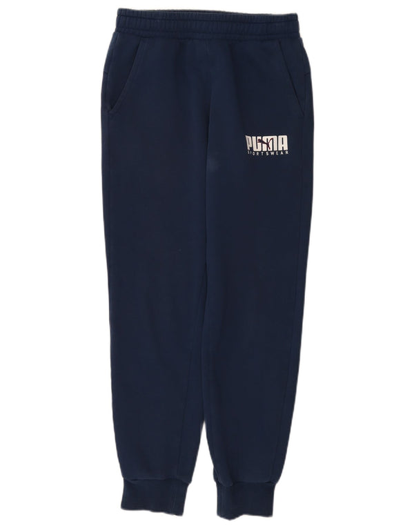 Calça de treino masculina Puma Graphic Joggers pequeno algodão azul marinho