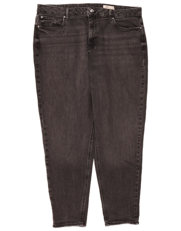 Calça jeans feminina Marks & Spencer Mom Tapered UK 20 2XL W40 L29 algodão preto