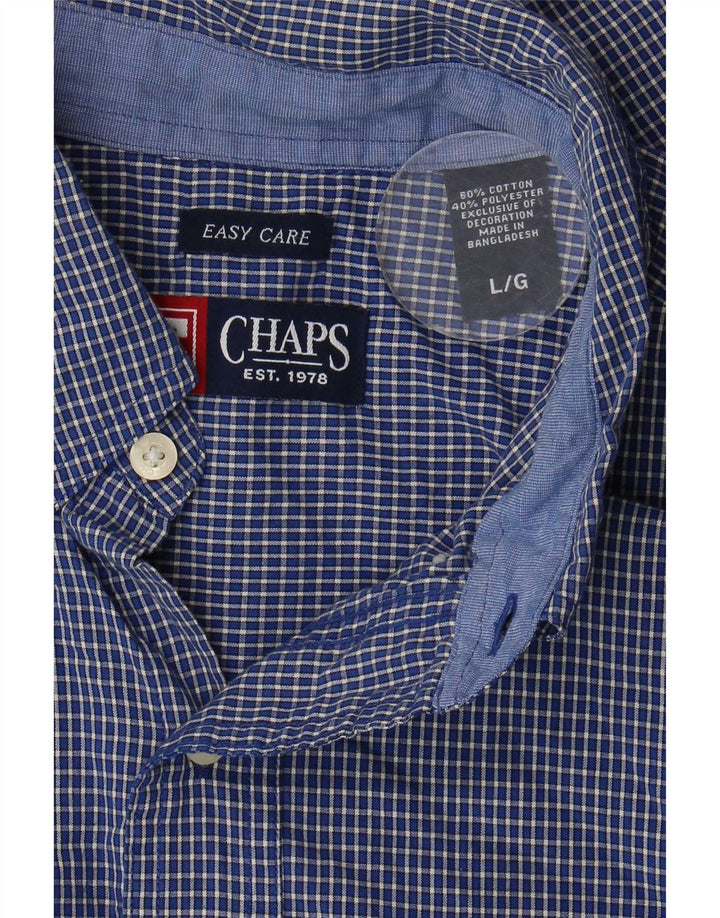 Camisa masculina Chaps Easy Care grande algodão xadrez azul