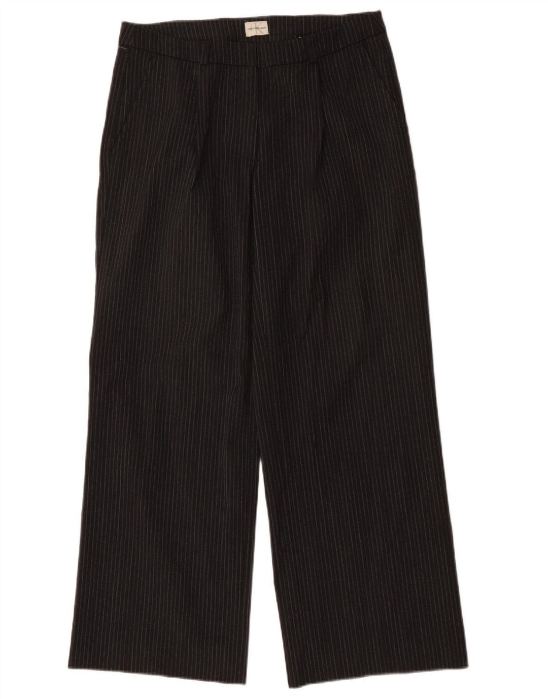 Calça chino feminina CALVIN KLEIN W30 L31 poliéster listrado cinza