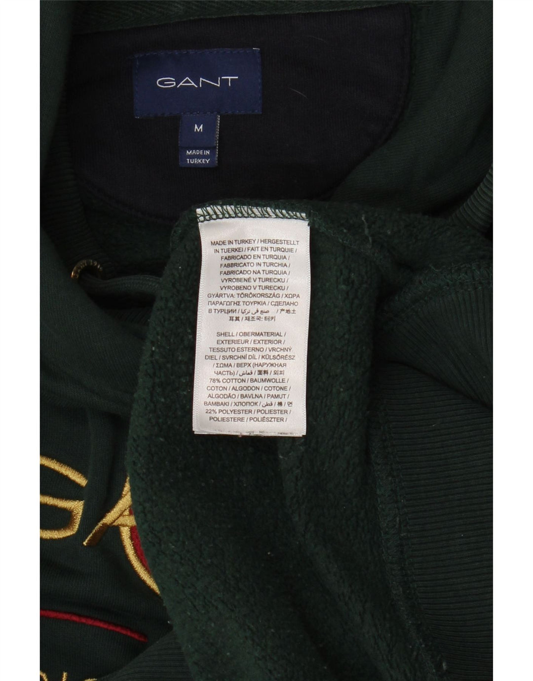 Suéter masculino com capuz gráfico GANT algodão verde médio