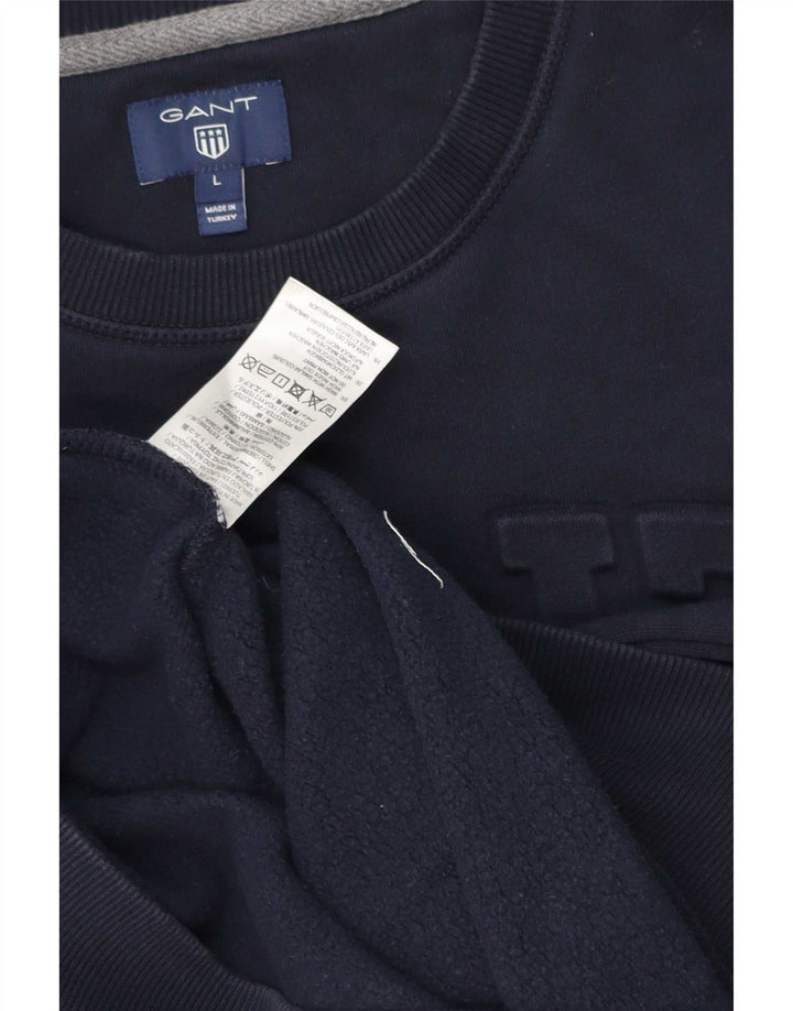 Gant moletom masculino gráfico jumper grande algodão azul marinho
