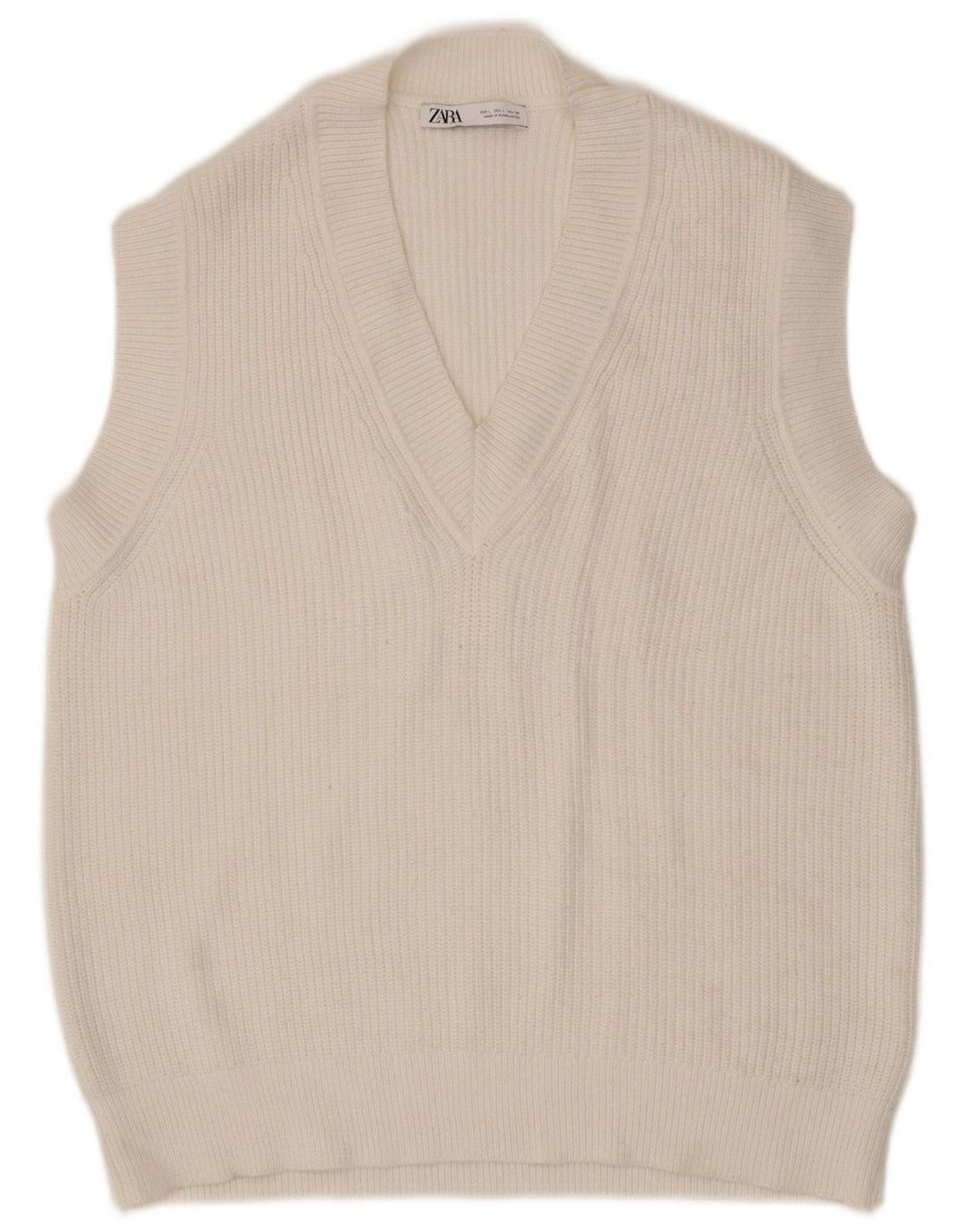 Zara Womens Vest Tank Top UK 16 Grande Viscose Branca