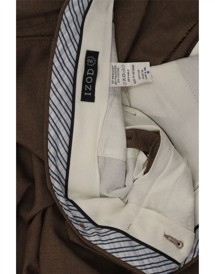 Calça masculina Izod de terno reto W40 L29 poliéster marrom