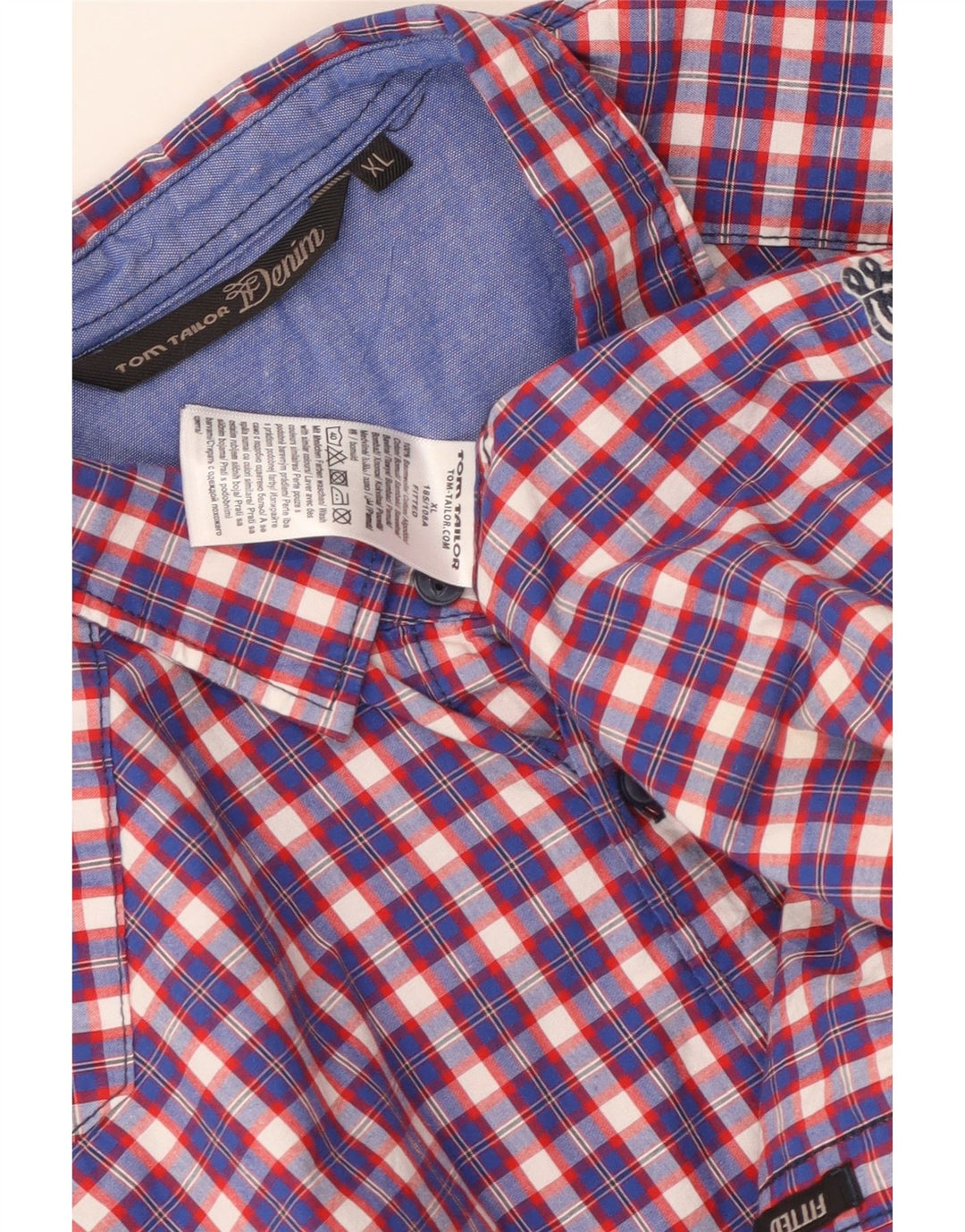 Camisa masculina Tom Tailor XL azul xadrez algodão