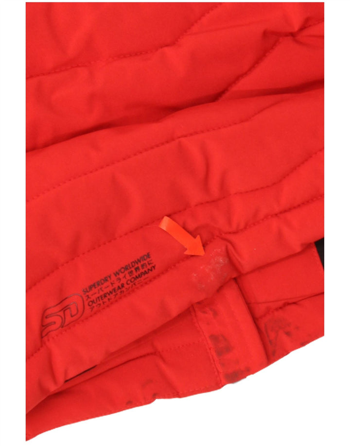 Jaqueta acolchoada com capuz superdimensionada feminina Superdry UK 10 poliéster vermelho pequeno