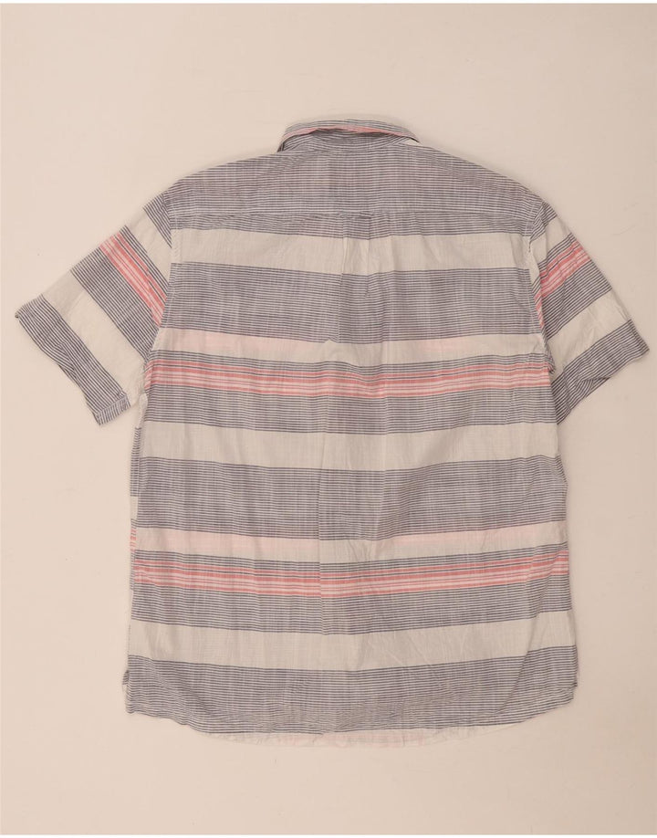 Joules Camisa masculina de manga curta grande algodão listrado azul