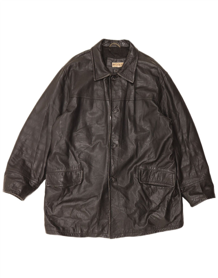 Jaqueta de couro masculina vintage UK 44 2XL preta