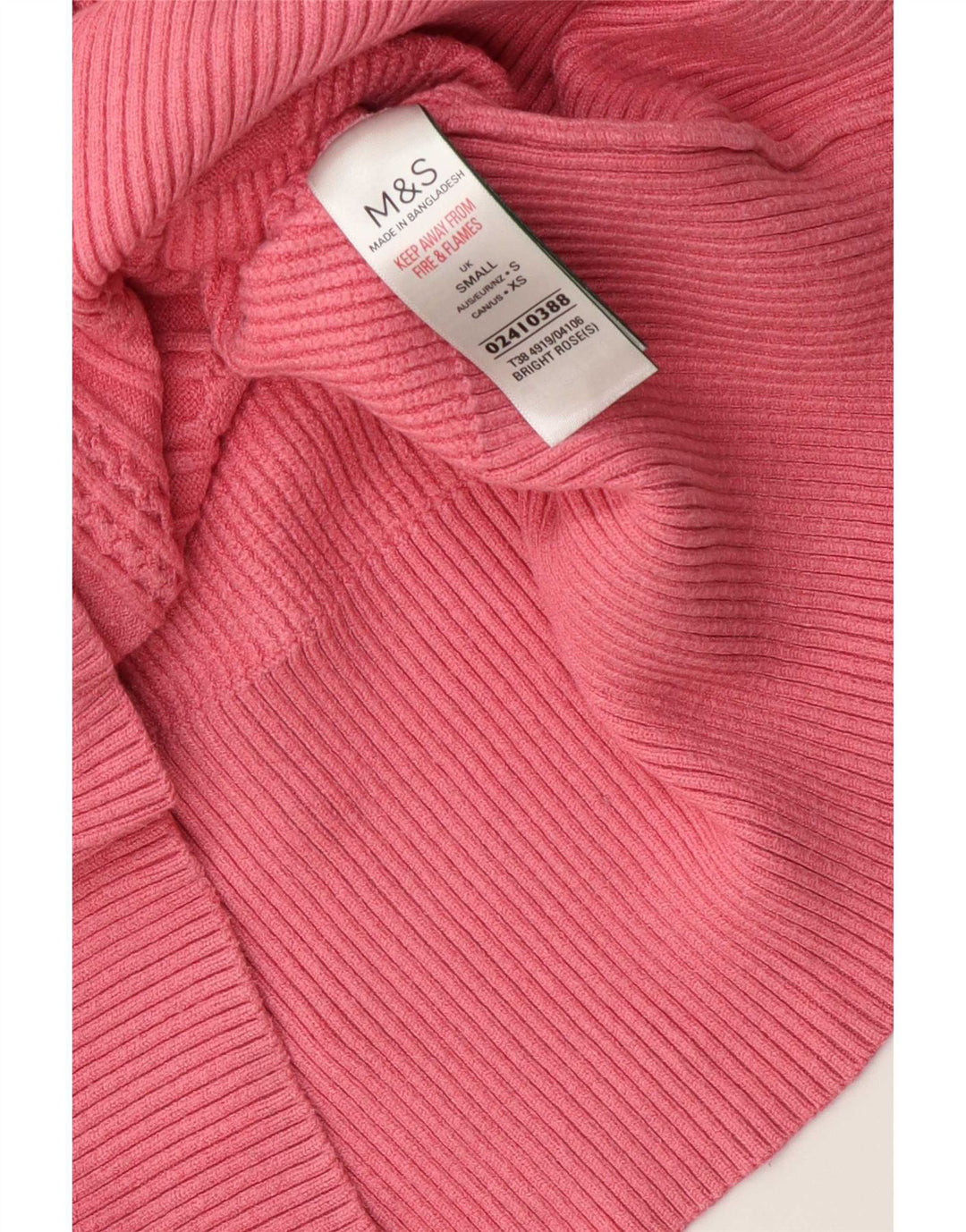 Suéter feminino Marks & Spencer com gola redonda e viscose rosa pequena Reino Unido 10