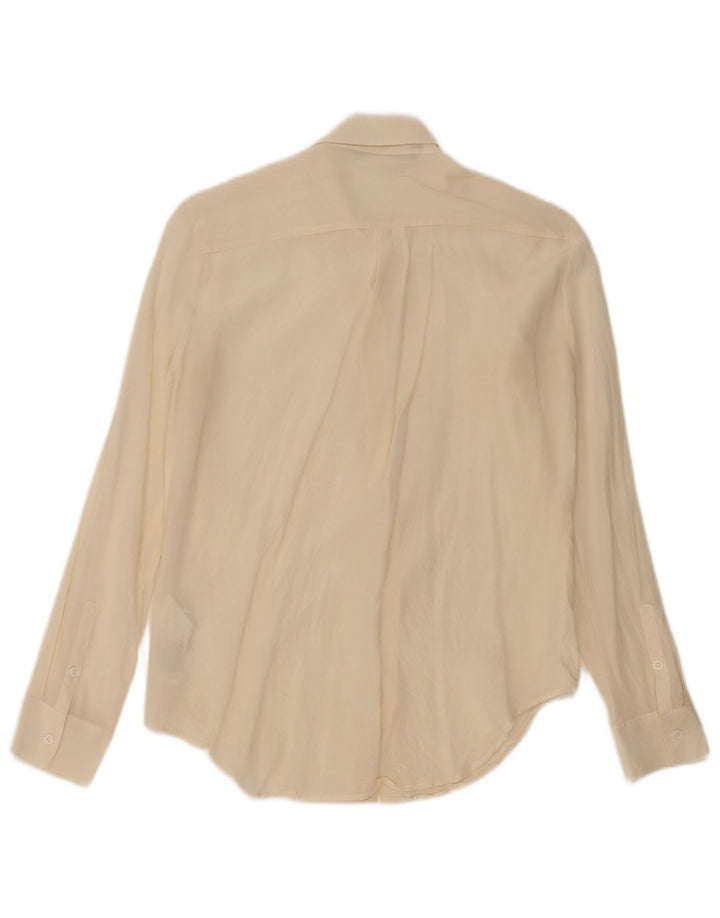 Camisa feminina Zara UK 12 médio off white seda