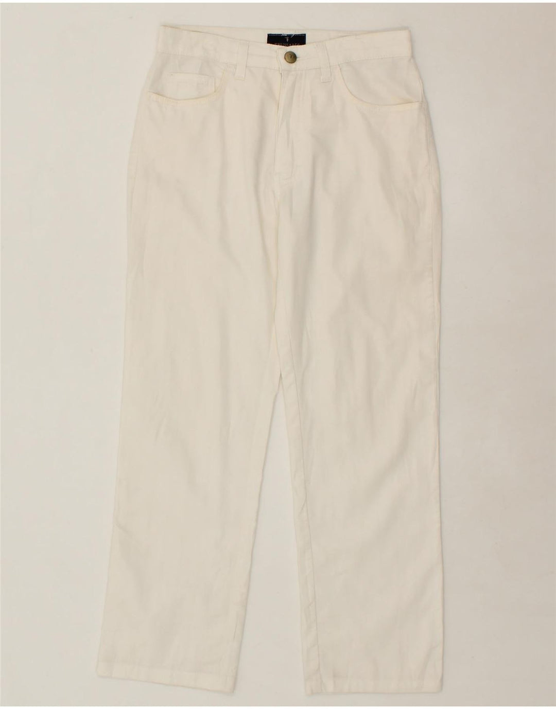 TRUSSARDI Womens Straight Cropped Trousers W24 L25 White Cotton Vintage Trussardi and Second-Hand Trussardi from Messina Hembry 