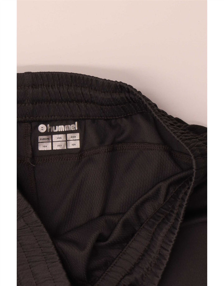 Hummel Shorts esportivos gráficos para meninos 13-14 anos cinza colorblock poliéster